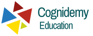 Cognidemy Education logo met kleurrijke geometrische vormen, relevant voor onderwijstechnologie en certificering via Stratlane.