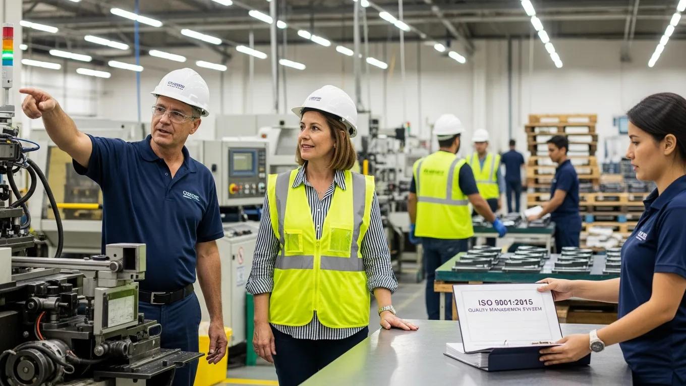 Local certification expert conducting an audit at a manufacturing facility
