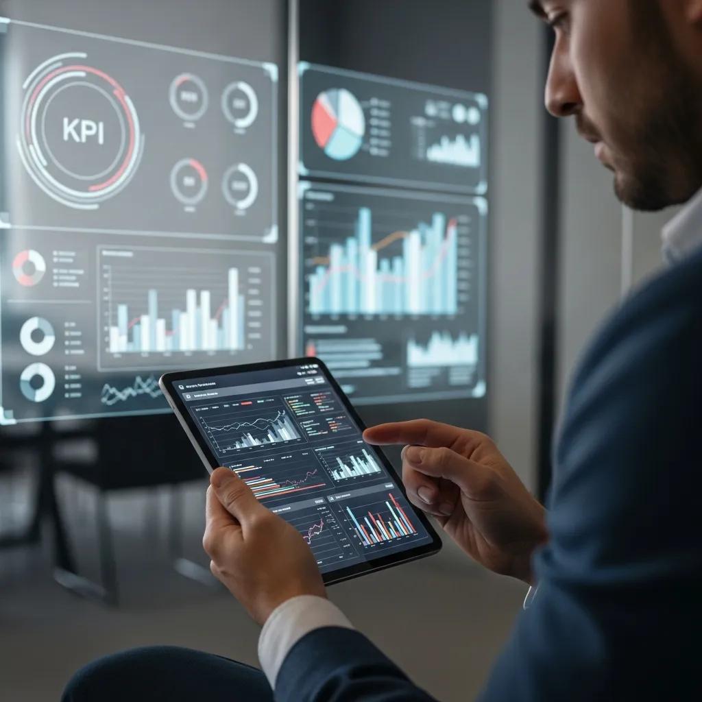 Professional analyzing data related to key performance indicators in quality management.