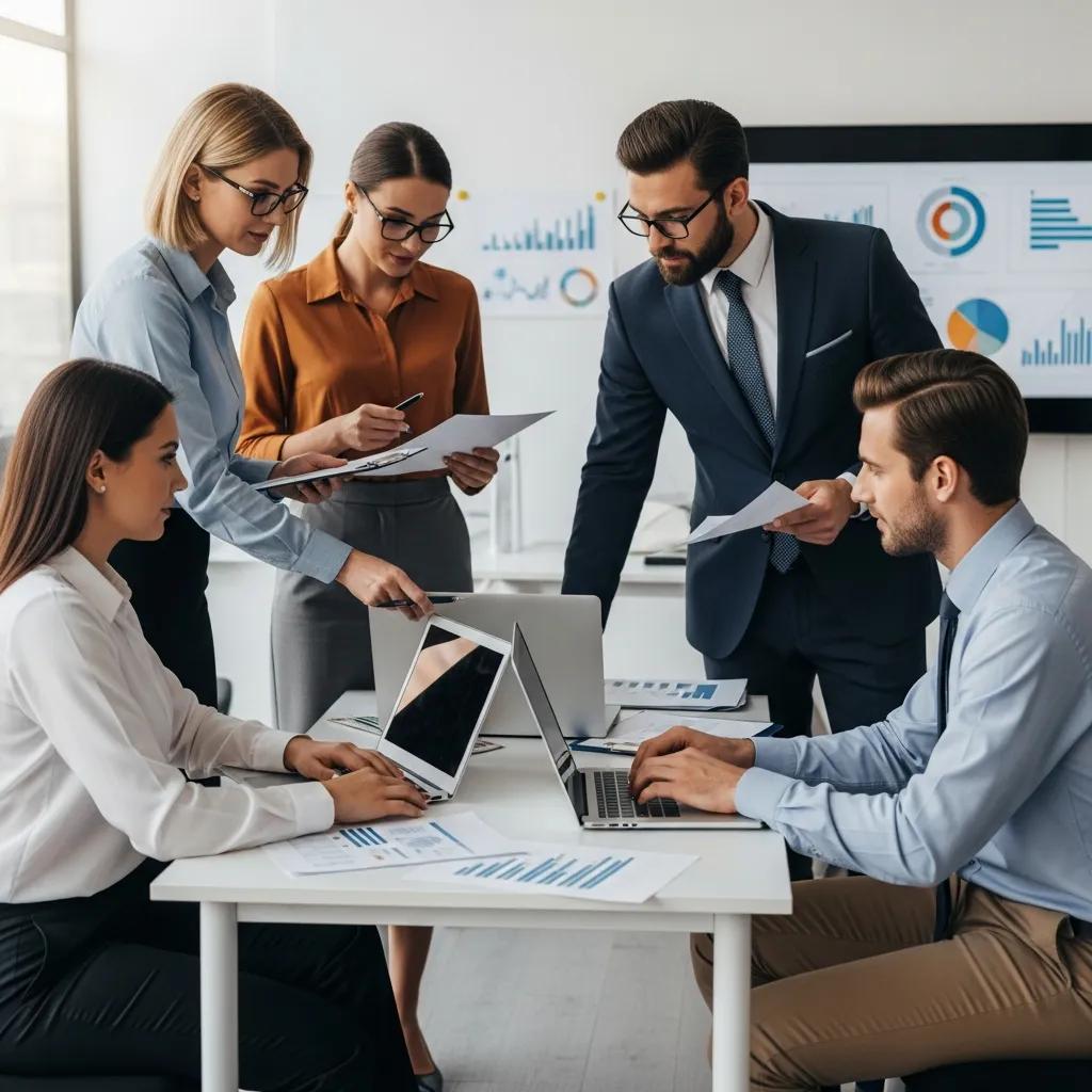 Teamleden die samenwerken aan ISO 27001 en GDPR compliance strategieën in een modern kantoor.