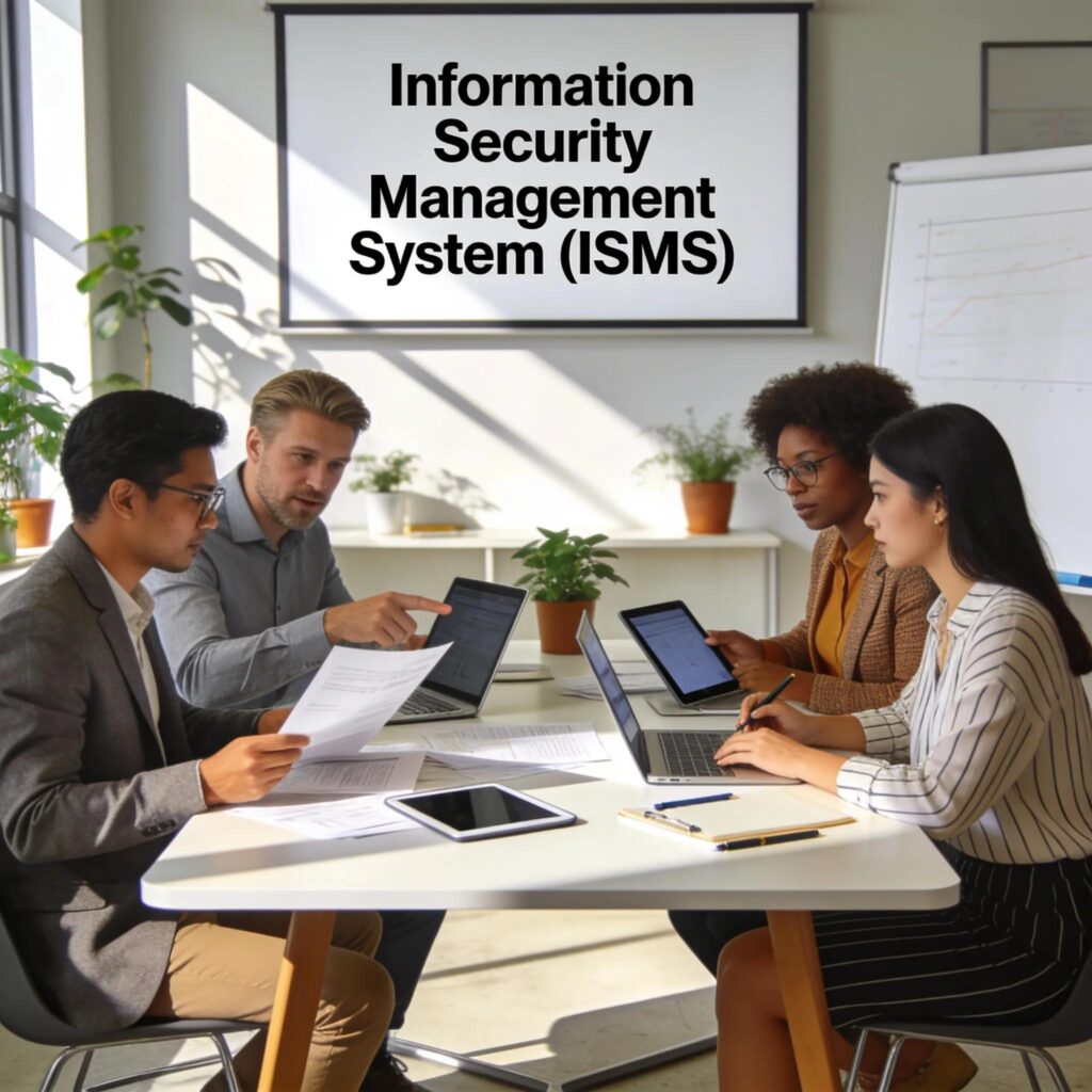 Diverse team collaborating on information security strategy, emphasizing the urgency of ISMS setup