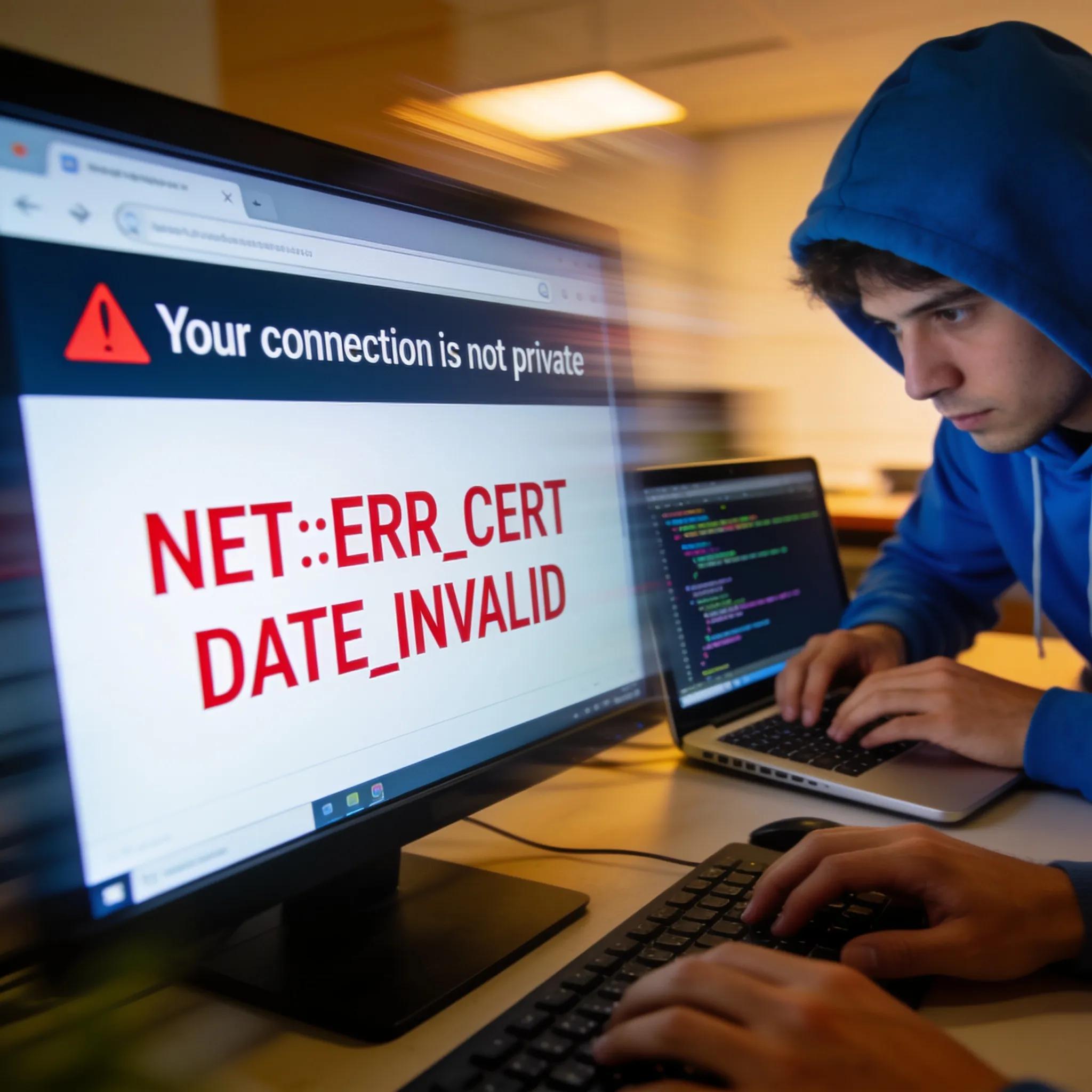Troubleshooting browser compatibility issues with certificate errors on a computer screen