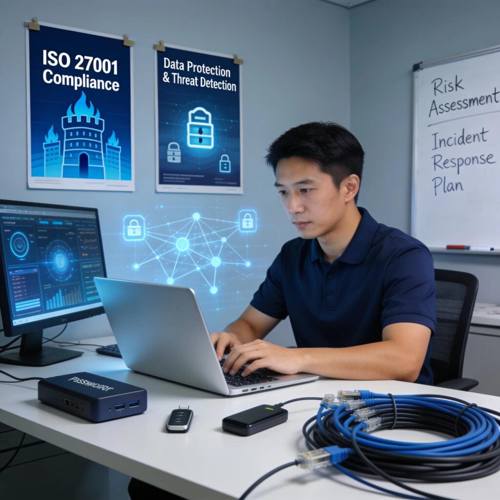 Cybersecurity expert focused on security measures for ISO 27001 compliance