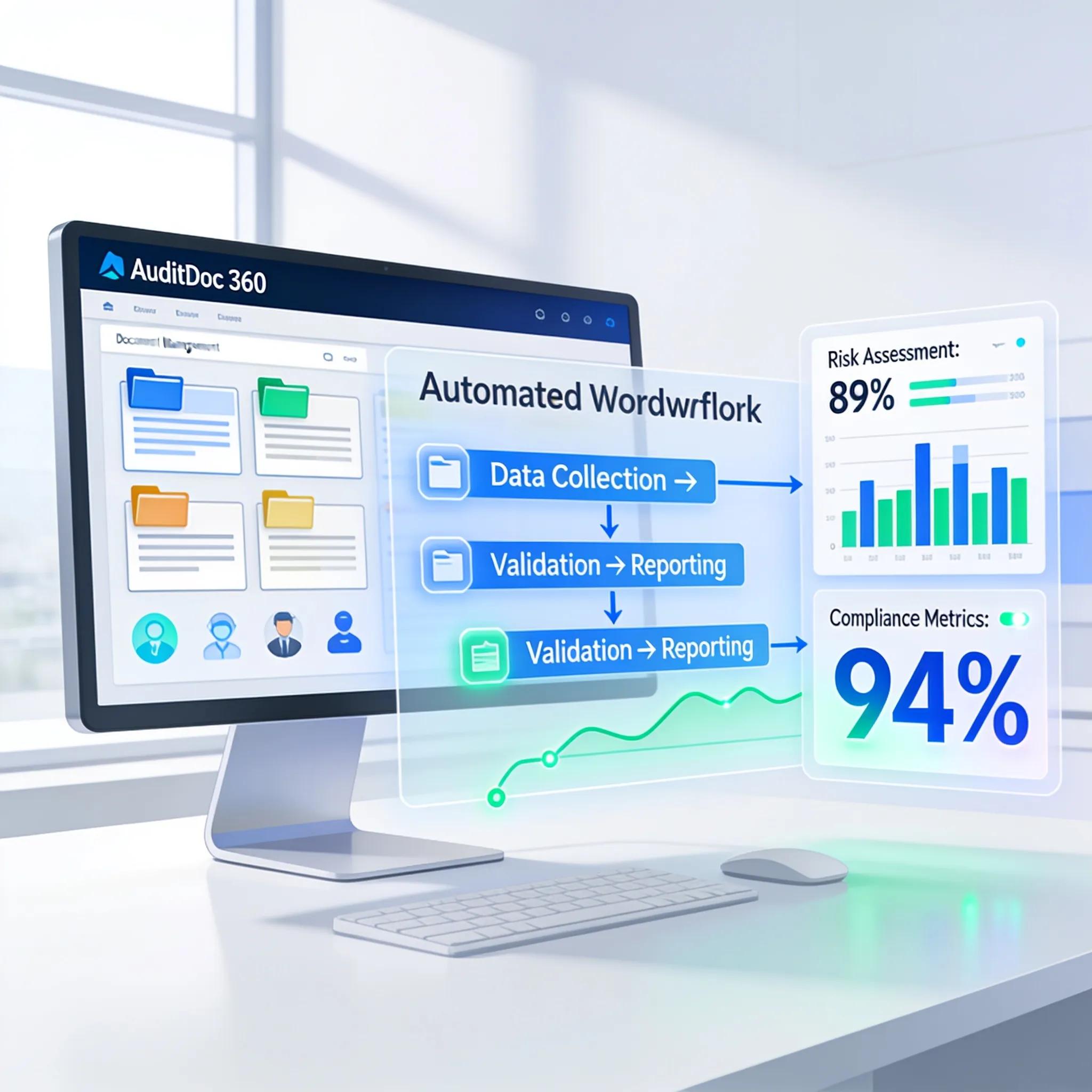 AuditDoc360 software demonstratie met geautomatiseerde workflows voor documentvalidatie en rapportage.